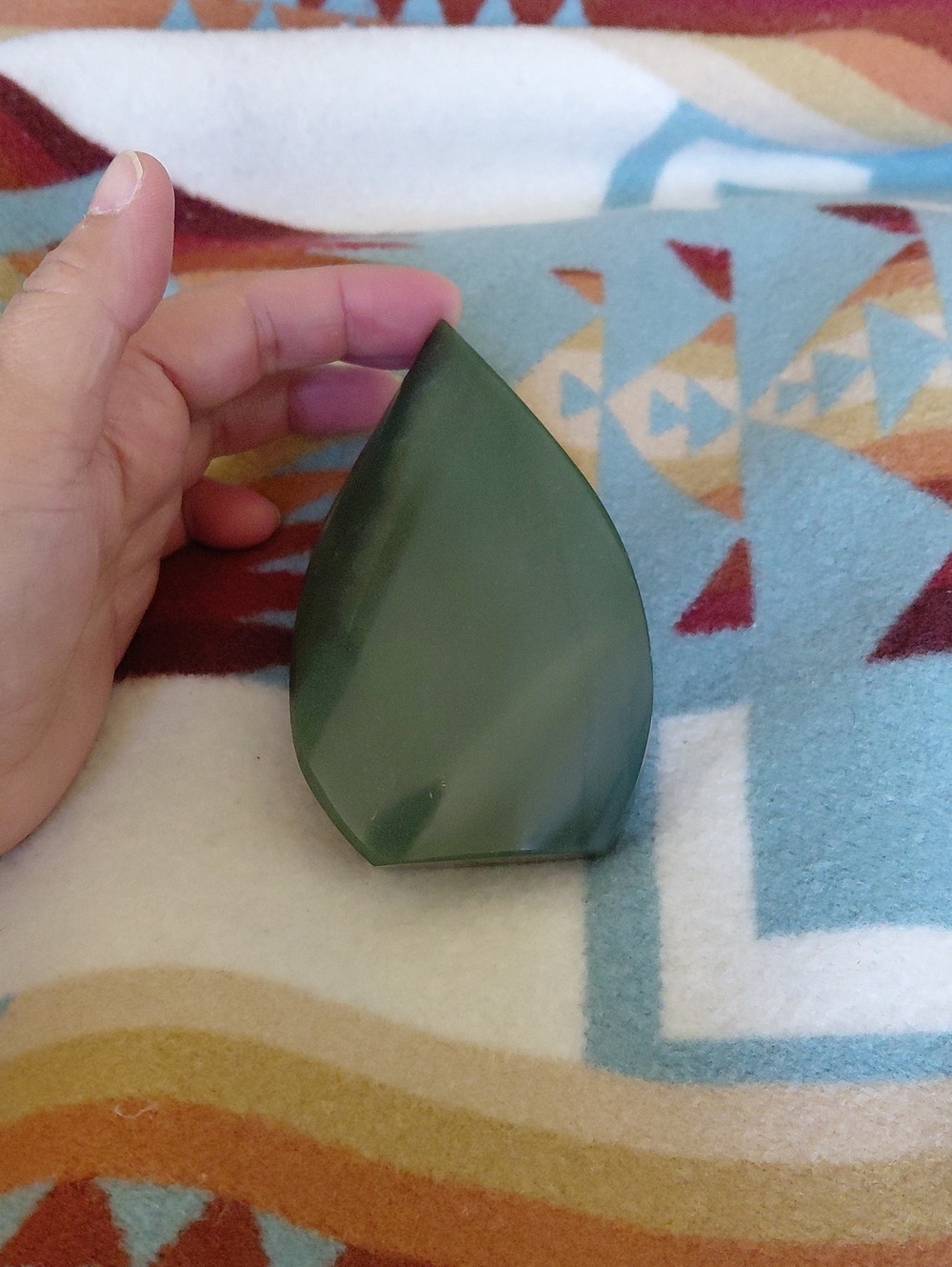 Nephrite Jade Flame Sculpture, 4.125" Tall